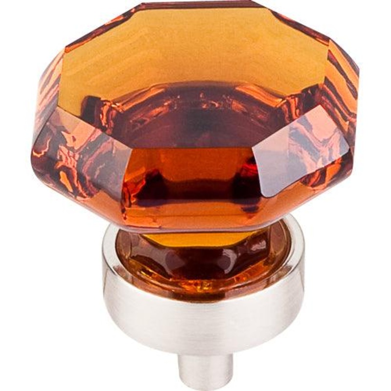 Top Knobs TK138BSN Wine Octagon Crystal Knob 1 3/8 w/ Brushed Satin Nickel Base