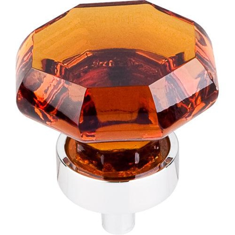 Top Knobs TK138PC Wine Octagon Crystal Knob 1 3/8 w/ Polished Chrome Base
