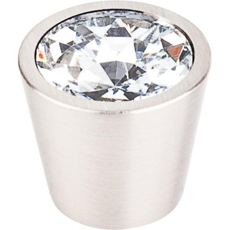 Top Knobs TK136BSN Clear Crystal Center Knob 3/4 w/ Brushed Satin Nickel Shell