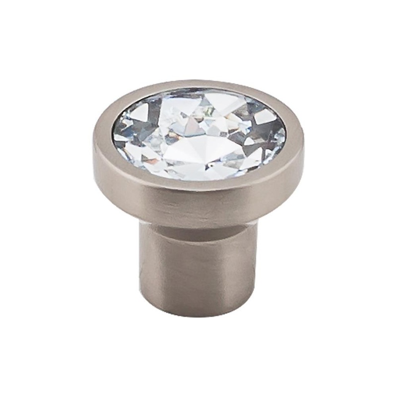 Top Knobs TK735BSN Wentworth Crystal Round Knob 13/16 – Brushed Satin Nickel Base
