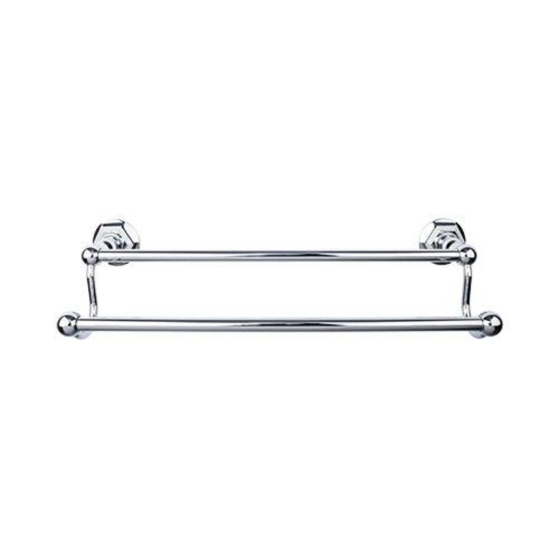 Top Knobs ED11PCB Edwardian Bath 30 Double Towel Bar – Polished Chrome – Hex Backplate