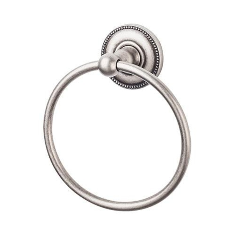Top Knobs ED5APA Edwardian Bath Ring – Antique Pewter – Beaded Backplate