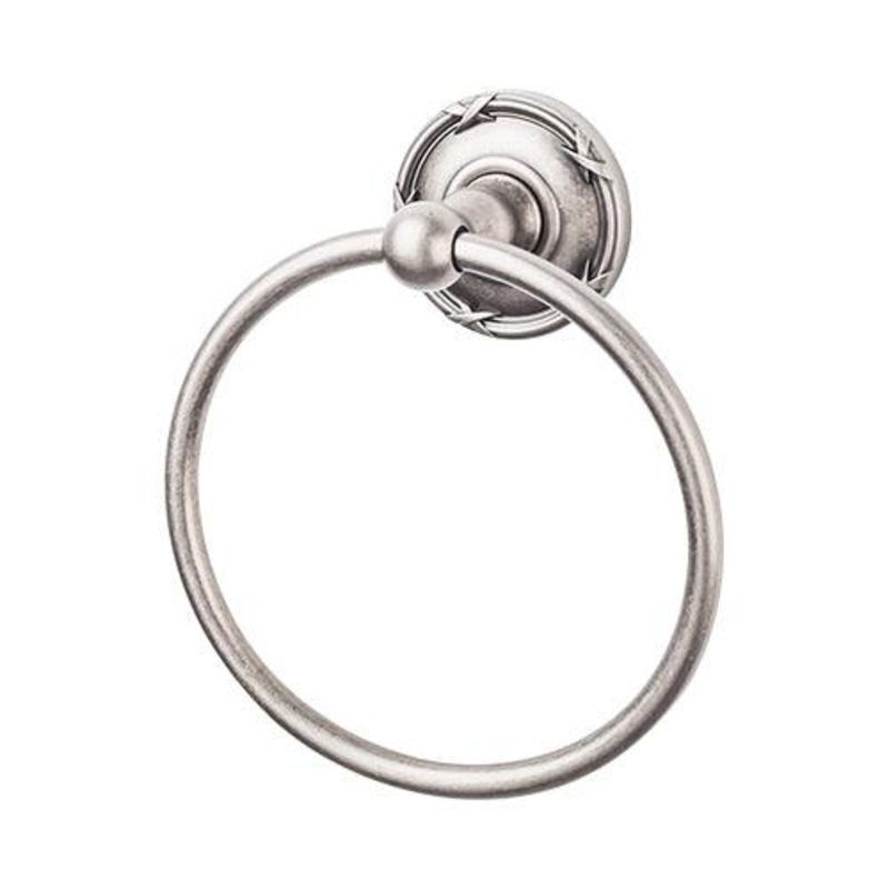 Top Knobs ED5APE Edwardian Bath Ring – Antique Pewter – Ribbon Backplate