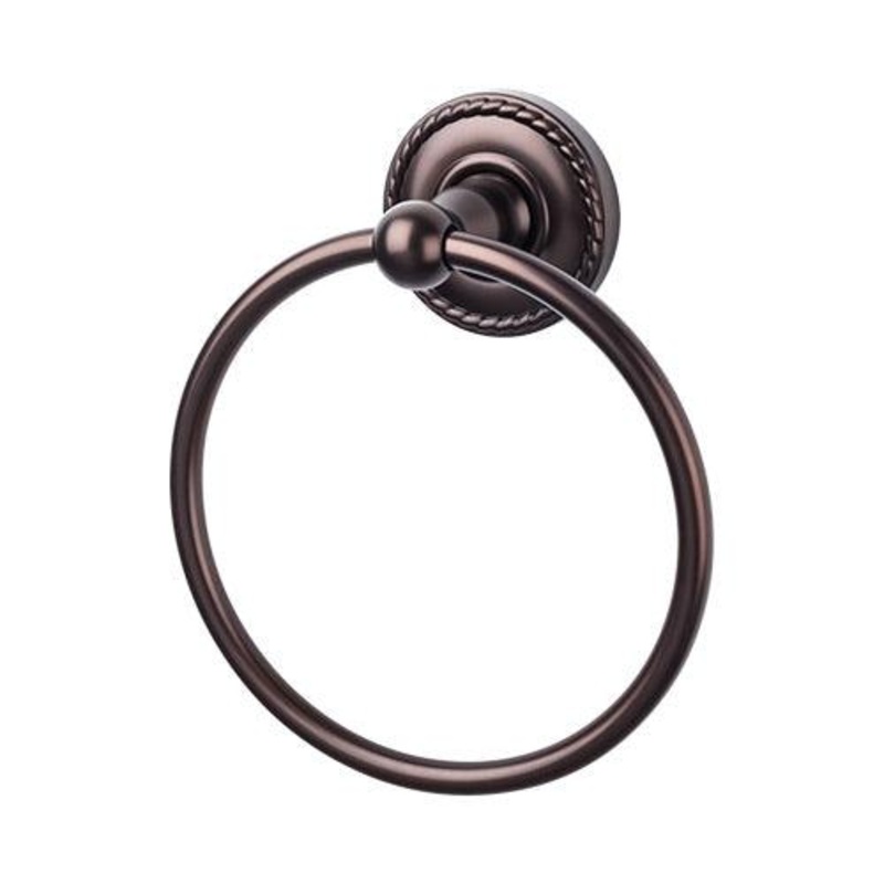 Top Knobs ED5ORBF Edwardian Bath Ring – Oil Rubbed Bronze – Rope Backplate