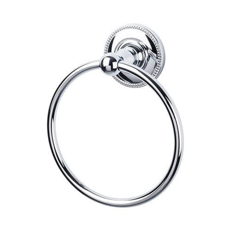 Top Knobs ED5PCA Edwardian Bath Ring – Polished Chrome – Beaded Backplate