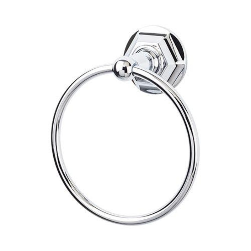 Top Knobs ED5PCB Edwardian Bath Ring – Polished Chrome – Hex Backplate