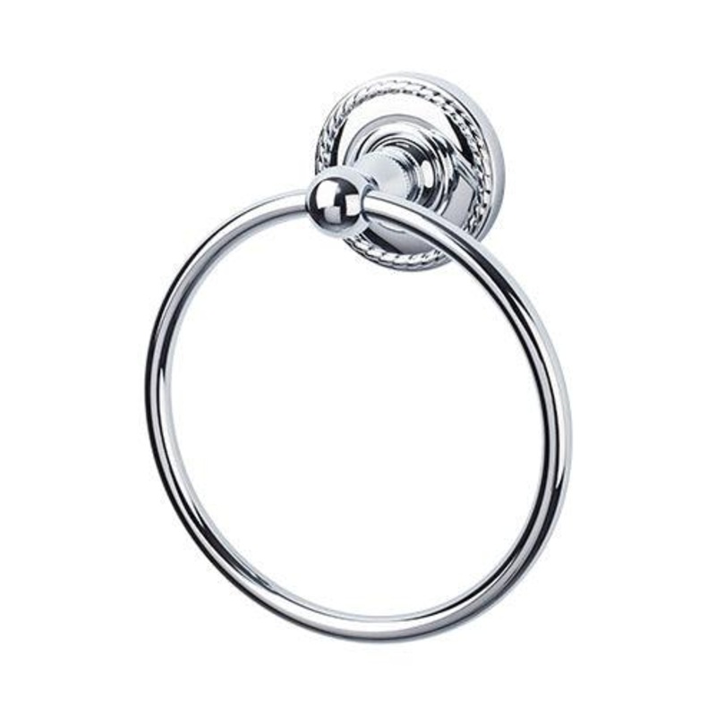 Top Knobs ED5PCF Edwardian Bath Ring – Polished Chrome – Rope Backplate