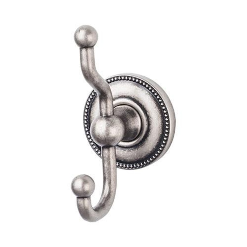 Top Knobs ED2APA Edwardian Bath Double Hook – Antique Pewter – Beaded Backplate