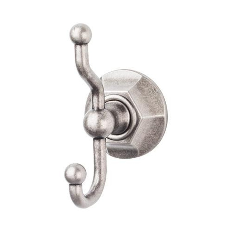 Top Knobs ED2APB Edwardian Bath Double Hook – Antique Pewter – Hex Backplate
