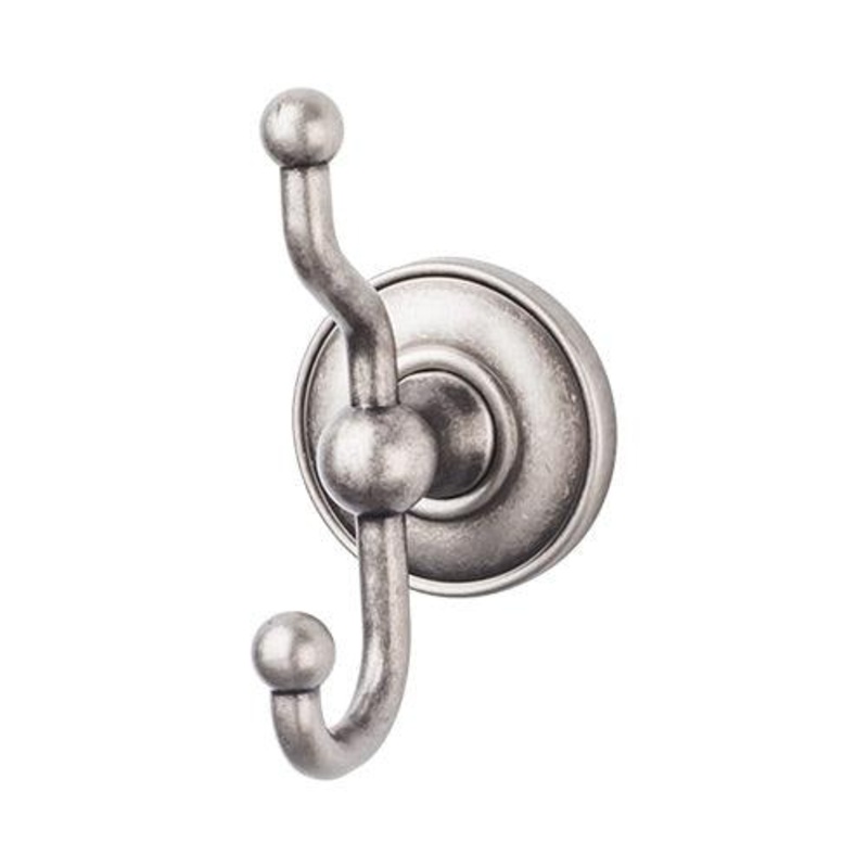 Top Knobs ED2APD Edwardian Bath Double Hook – Antique Pewter – Plain Backplate