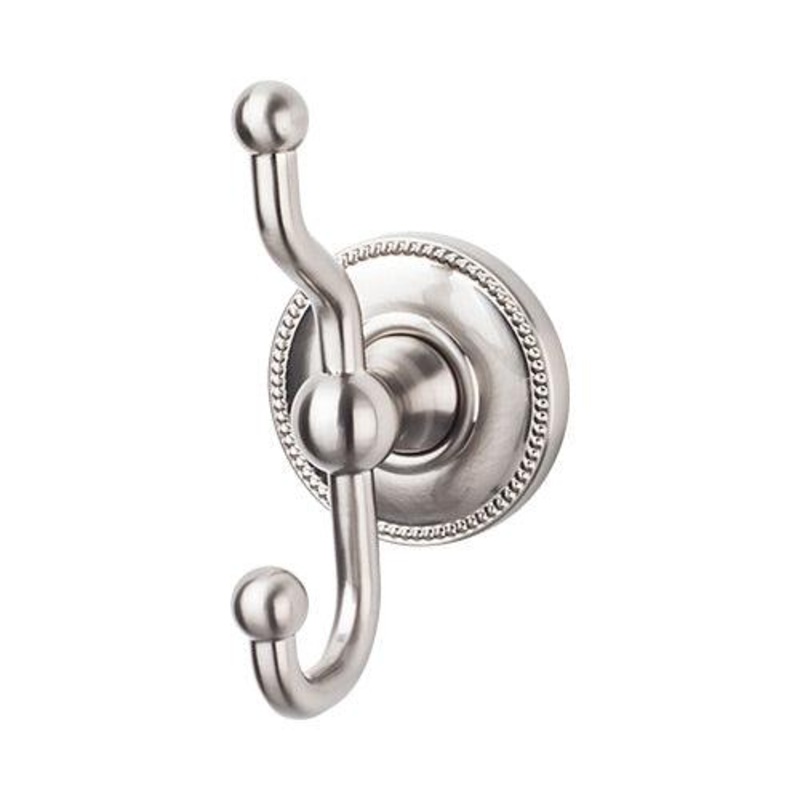 Top Knobs ED2BSNA Edwardian Bath Double Hook – Brushed Satin Nickel – Beaded Backplate