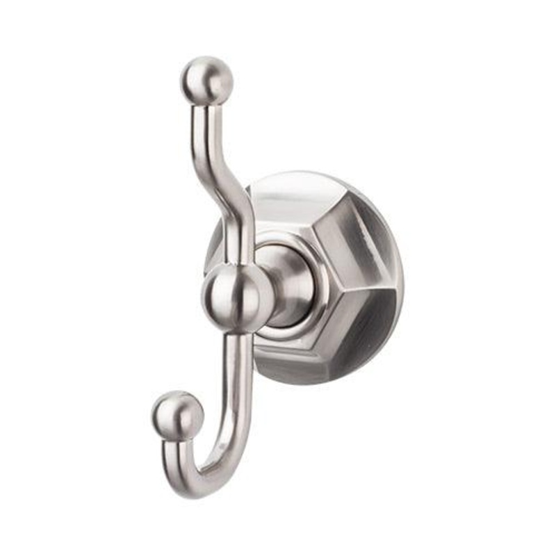 Top Knobs ED2BSNB Edwardian Bath Double Hook – Brushed Satin Nickel – Hex Backplate
