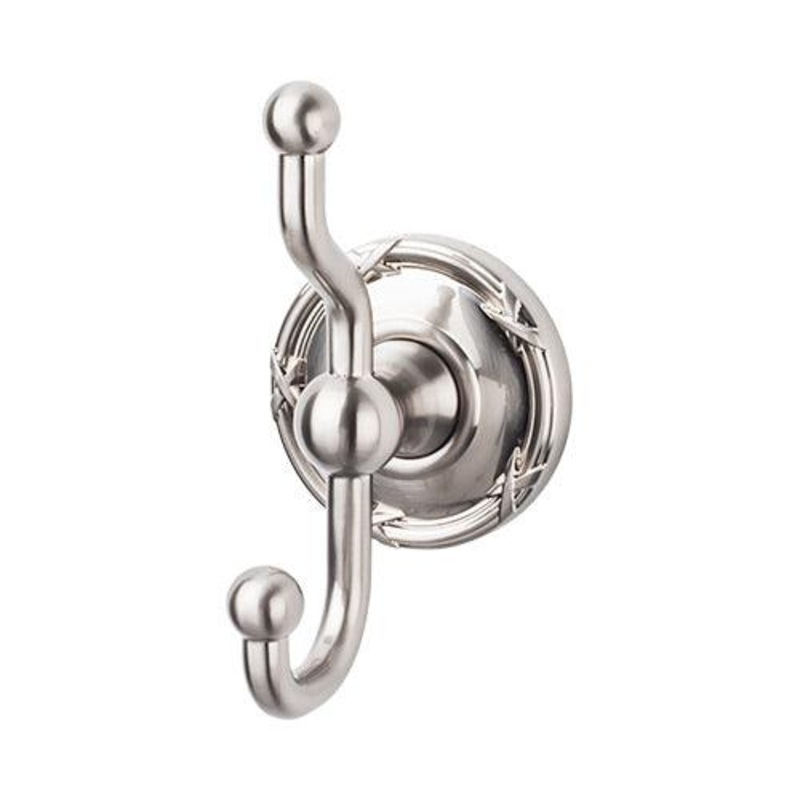 Top Knobs ED2BSNE Edwardian Bath Double Hook – Brushed Satin Nickel – Ribbon Backplate