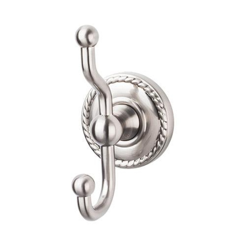 Top Knobs ED2BSNF Edwardian Bath Double Hook – Brushed Satin Nickel – Rope Backplate