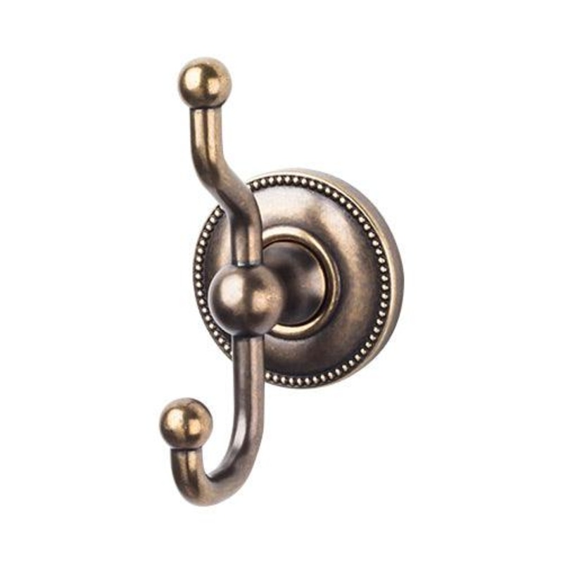 Top Knobs ED2GBZA Edwardian Bath Double Hook – German Bronze – Beaded Backplate