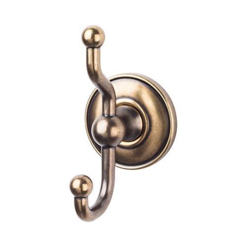 Top Knobs ED2GBZD Edwardian Bath Double Hook – German Bronze – Plain Backplate