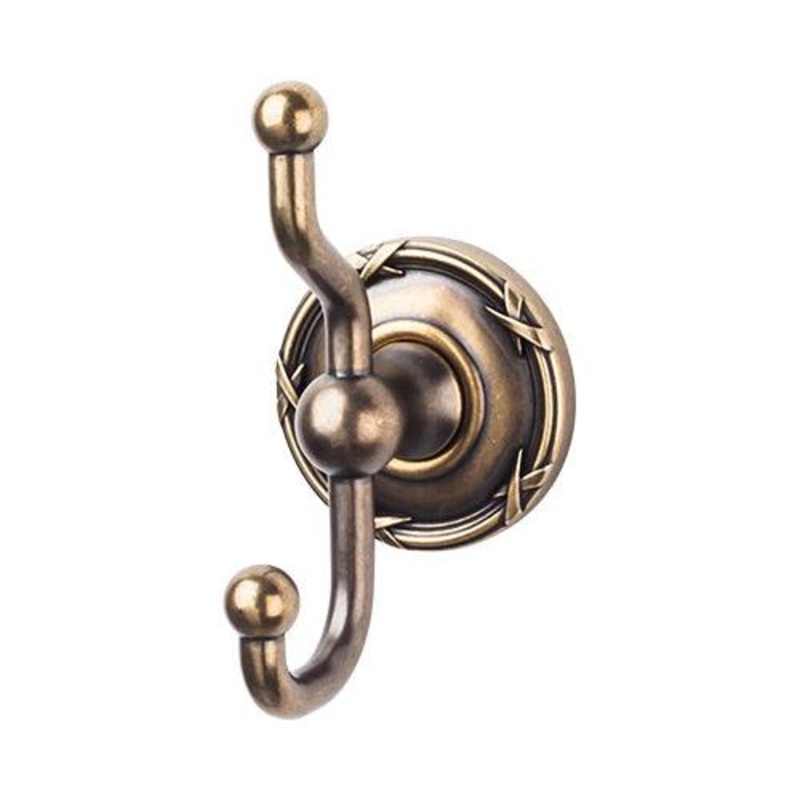 Top Knobs ED2GBZE Edwardian Bath Double Hook – German Bronze – Ribbon Backplate