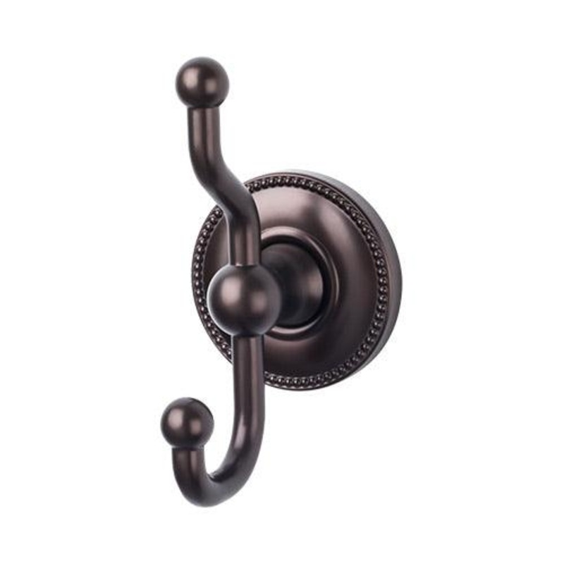 Top Knobs ED2ORBA Edwardian Bath Double Hook – Oil Rubbed Bronze – Beaded Backplate