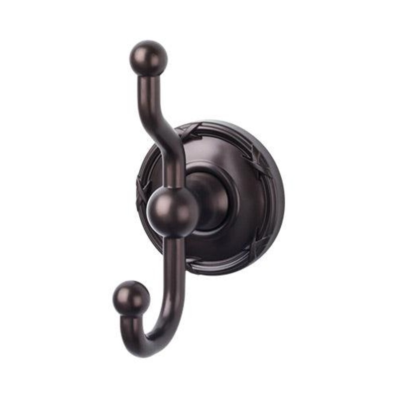 Top Knobs ED2ORBE Edwardian Bath Double Hook – Oil Rubbed Bronze – Ribbon Backplate