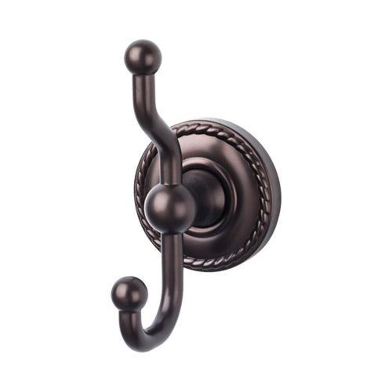 Top Knobs ED2ORBF Edwardian Bath Double Hook – Oil Rubbed Bronze – Rope Backplate