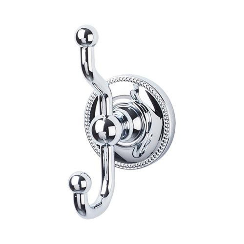 Top Knobs ED2PCA Edwardian Bath Double Hook – Polished Chrome – Beaded Backplate