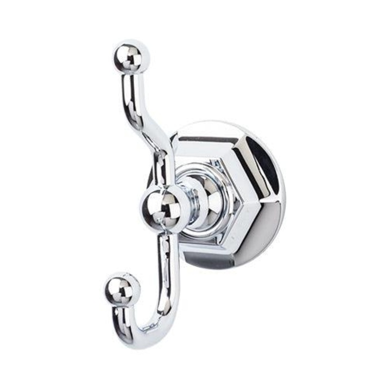 Top Knobs ED2PCB Edwardian Bath Double Hook – Polished Chrome – Hex Backplate
