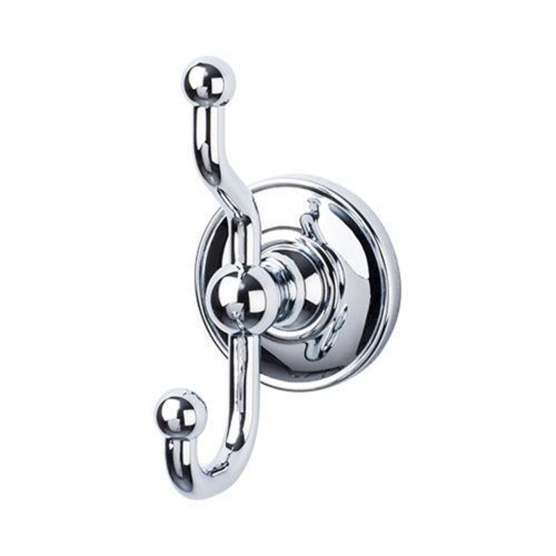 Top Knobs ED2PCD Edwardian Bath Double Hook – Polished Chrome – Plain Backplate
