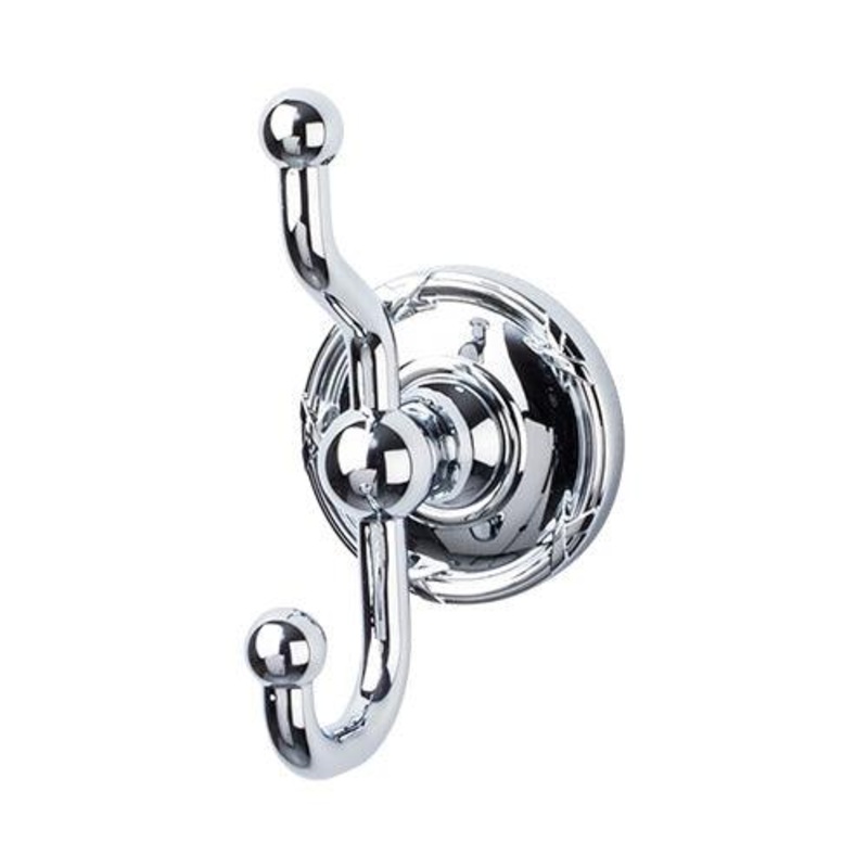 Top Knobs ED2PCE Edwardian Bath Double Hook – Polished Chrome – Ribbon Backplate