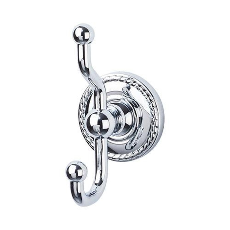 Top Knobs ED2PCF Edwardian Bath Double Hook – Polished Chrome – Rope Backplate