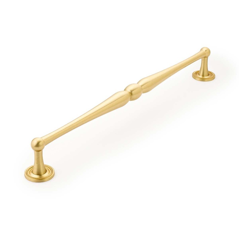 Schaub Appliance Pull, Knurled Footplate, Satin Brass, 15 cc 578-SB