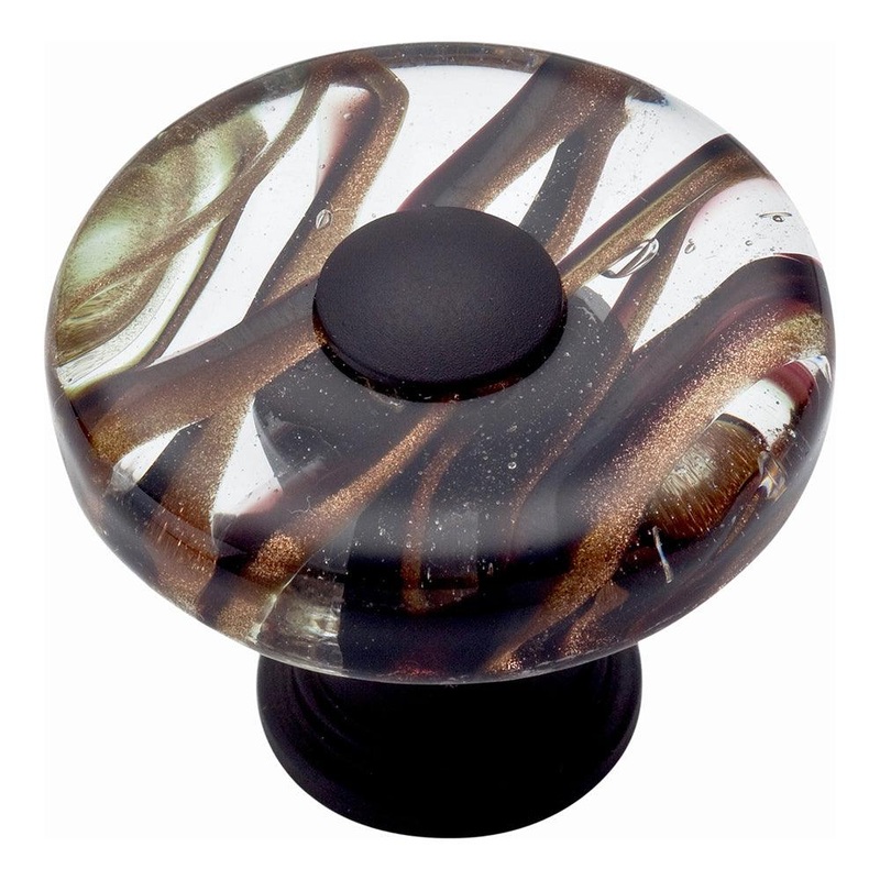 Atlas Homewares Milkyway Round Glass Knob 3206-O Aged Bronze