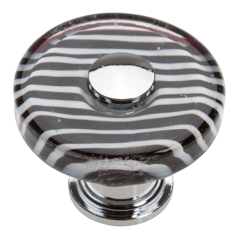 Atlas Homewares Zebra Round Glass Knob 3224-CH Polished Chrome