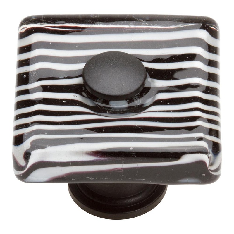 Atlas Homewares Zebra Square Glass Knob 3223-BL Matte Black