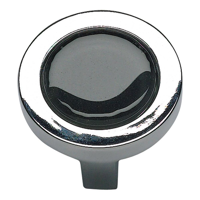 Atlas Homewares Spa Black Round Knob 229-BLK-CH Polished Chrome