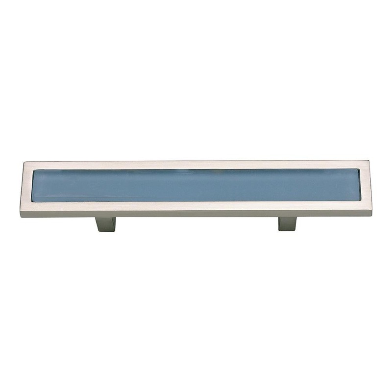 Atlas Homewares Spa Blue Pull 3 CC 231-BLU-BRN Brushed Nickel