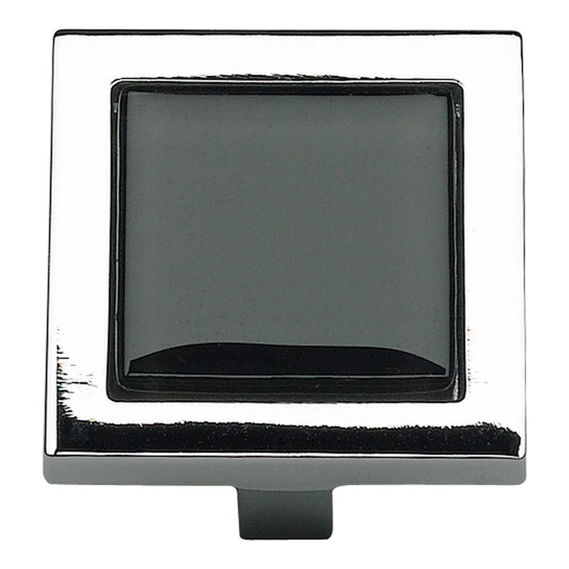 Atlas Homewares Spa Black SquareKnob 230-BLK-CH Polished Chrome