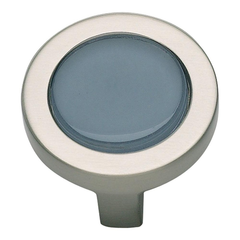 Atlas Homewares Spa Blue Round Knob 229-BLU-BRN Brushed Nickel