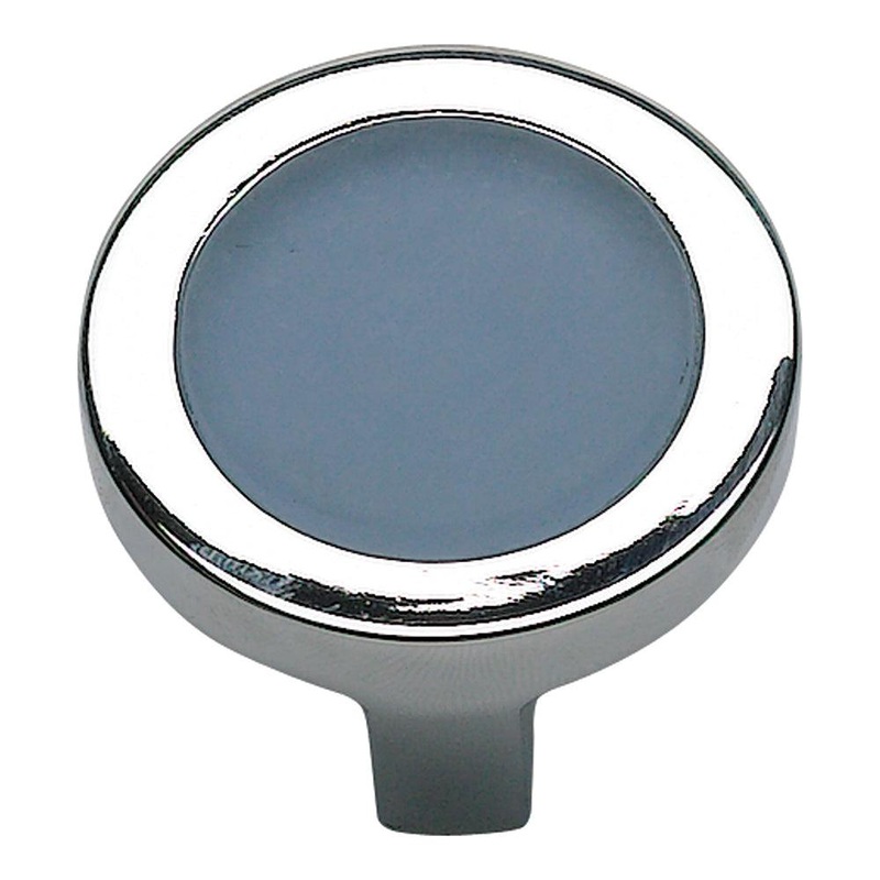Atlas Homewares Spa Blue Round Knob 229-BLU-CH Polished Chrome