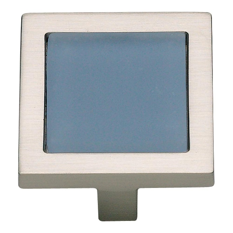 Atlas Homewares Spa Blue SquareKnob 230-BLU-BRN Brushed Nickel