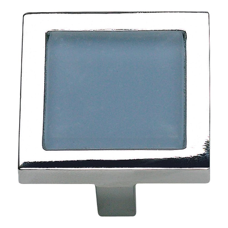 Atlas Homewares Spa Blue SquareKnob 230-BLU-CH Polished Chrome