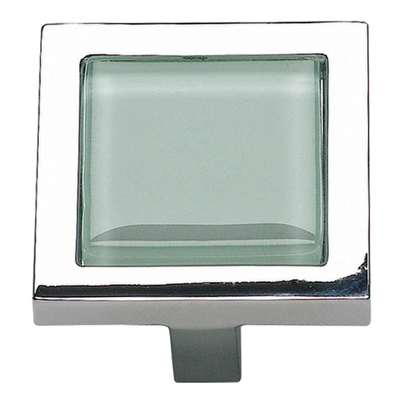 Atlas Homewares Spa Green SquareKnob 230-GR-CH Polished Chrome