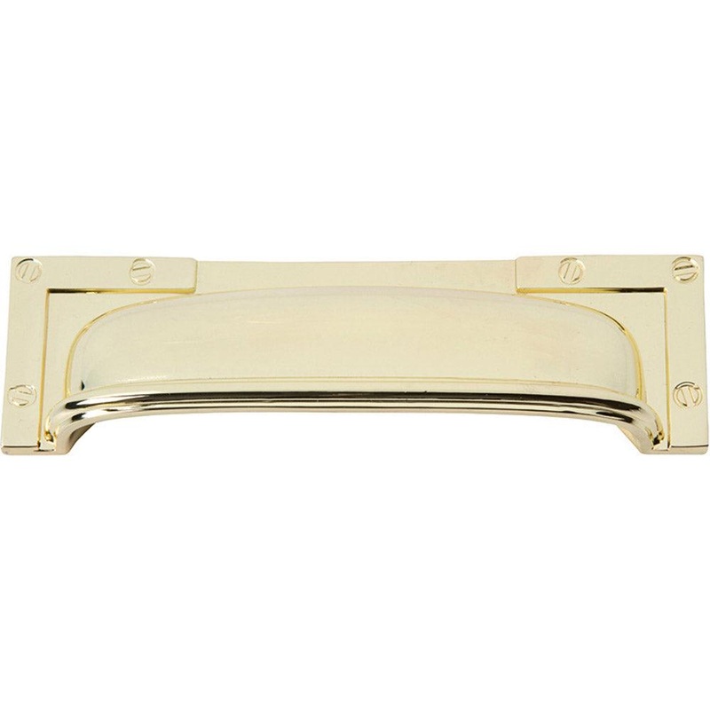 Atlas Homewares Campaign L-Bracket Cup Pull 96MM CC 382-PB Polished Brass
