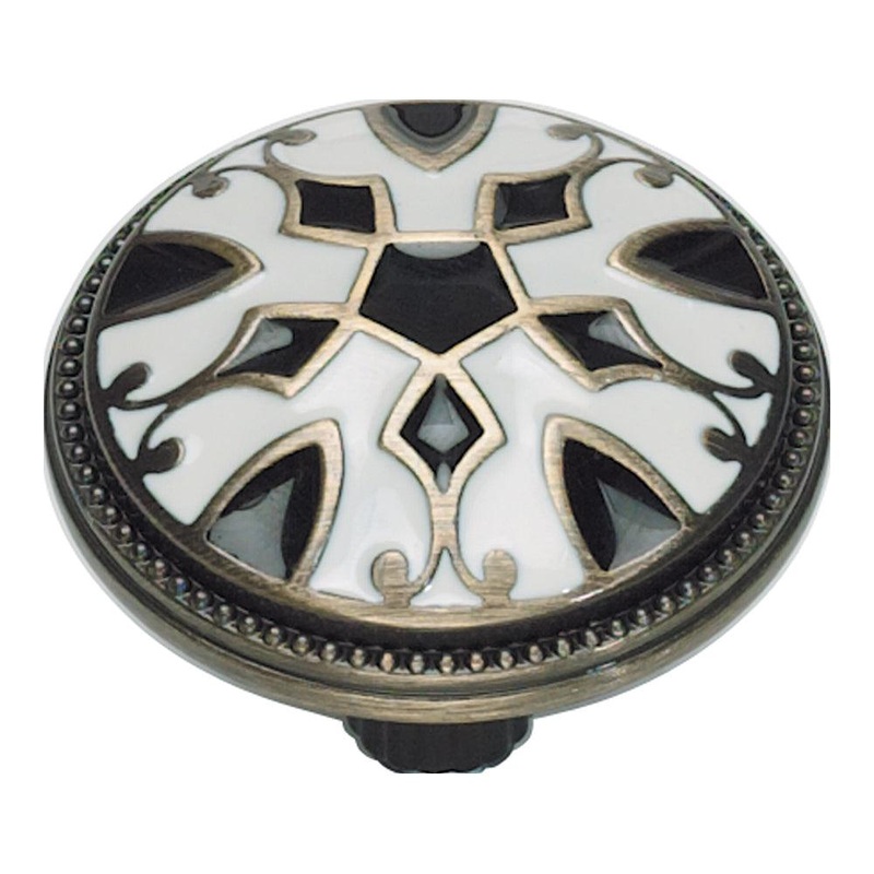 Atlas Homewares Canterbury Knob 3186-B-W Black & White