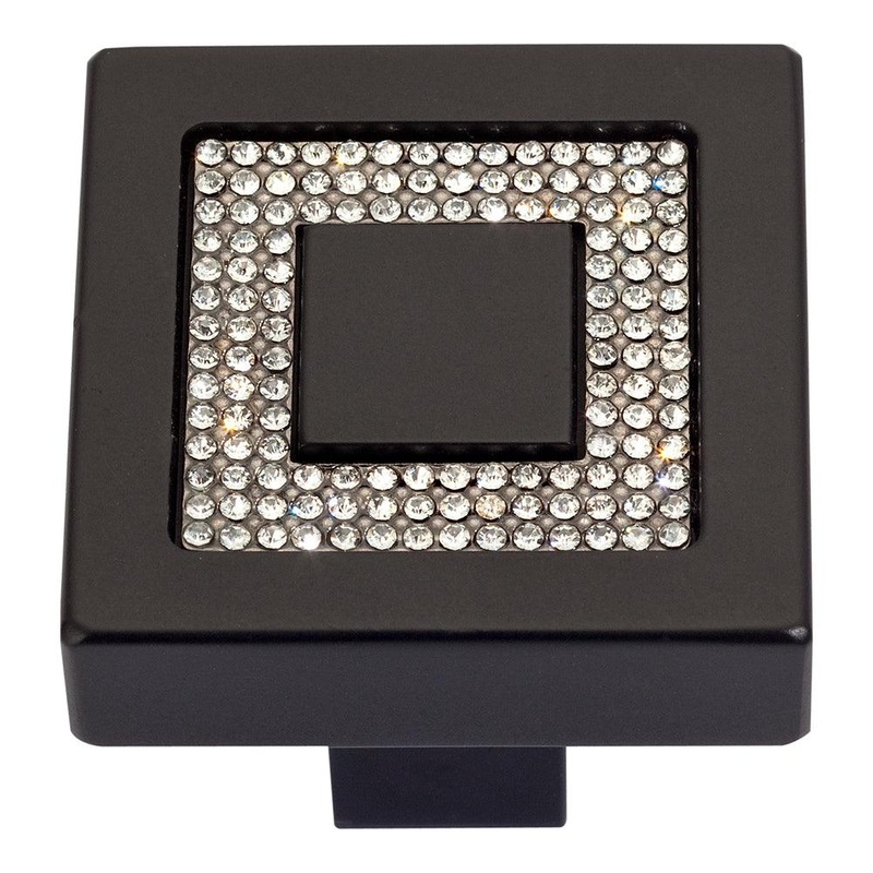 Atlas Homewares Inset Czech Crystal SquareKnob 3192-BL Matte Black