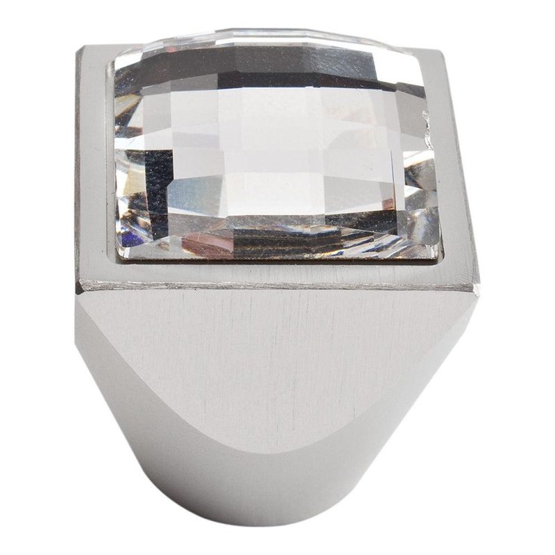 Atlas Homewares Large Swarovski Crystal Square Knob 3196-MC Matte Chrome