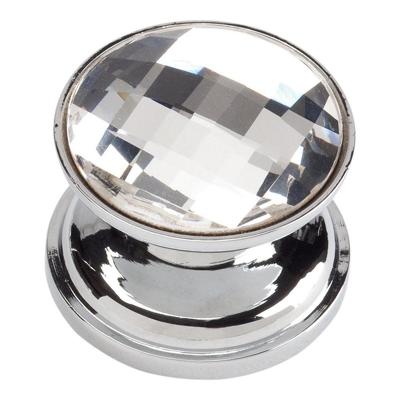 Atlas Homewares Large Swarovski Crystal Square Knob 3197-CH Polished Chrome