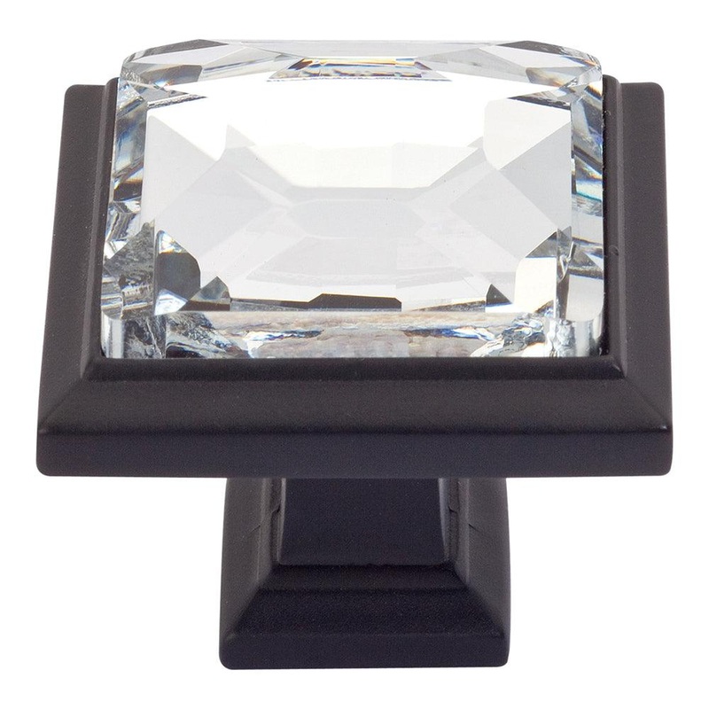 Atlas Homewares Legacy Crystal SquareKnob 340-BL Matte Black