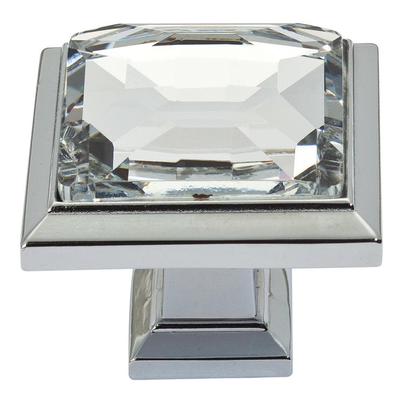 Atlas Homewares Legacy Crystal SquareKnob 340-CH Polished Chrome