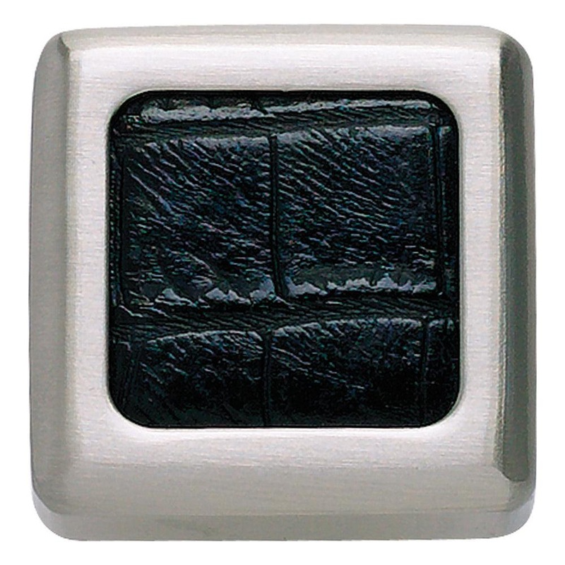 Atlas Homewares Paradigm Knob 3149-BN-CRC BN & Black Croc Leather