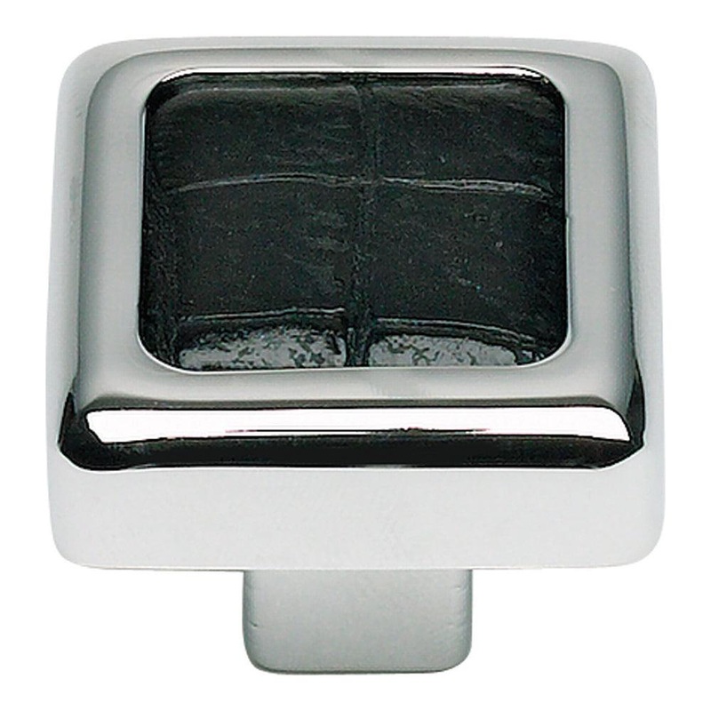 Atlas Homewares Paradigm Knob 3149-CROC PC & Black Croc Leather